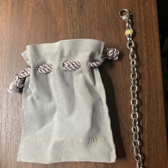 Judith Ripka JR Two Sterling Silver & 18k Gold Link Chain Bracelet - Picture 6 of 8